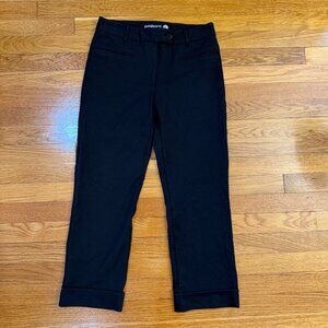Betabrand Dress Pant Yoga Pants Cuffed Crop Lite in Black - Size Small Petite